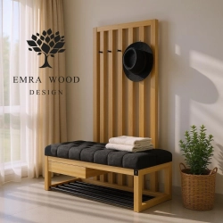 Ławka Szafka Pufa Pikowane Siedzisko Czarny Wieszak LPP-128 Rozmiary od 50 cm do 200 cm