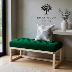 Ławeczka Pufa Pikowana Butelkowa Zieleń Guzik Tapicerowany LPP-2 Rozmiary od 50 cm do 200 cm