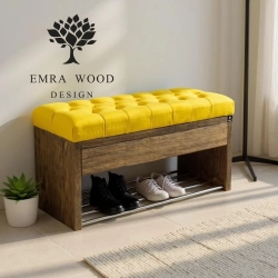 Ławka Szafka Pufa Pikowane Siedzisko Cytrynowa Żółcień LPS-3 Rozmiary od 50 cm do 200 cm