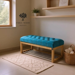 Ławeczka Pufa Pikowana Turkus Guzik Tapicerowany LPP-4 Rozmiary od 50 cm do 200 cm