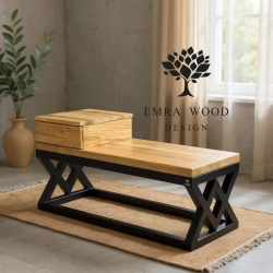 Ławka Metalowa Loft Siedzisko Drewno Lite Olcha LM-46 Rozmiary od 50 cm do 200 cm