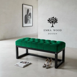 Ławeczka Pufa Pikowana Butelkowa Zieleń Guzik Tapicerowany LPP-2 Rozmiary od 50 cm do 200 cm