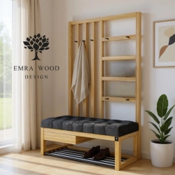 Ławka Szafka Pufa Pikowane Siedzisko Czarny Wieszak LPP-122 Rozmiary od 50 cm do 200 cm