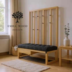 Ławka Szafka Pufa Pikowane Siedzisko Czarny Wieszak LPP-121 Rozmiary od 50 cm do 200 cm