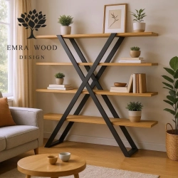 REGAŁ NA KSIĄŻKI METALOWE DREWNO LITE DĄB JESION OLCHA RNK-117