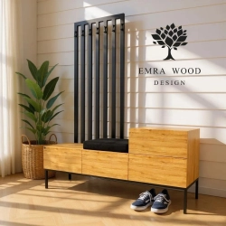 Szafka z Wieszakiem Siedzisko Tapicerowane Czarny SGM-4