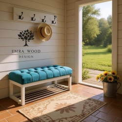 Ławeczka Pufa Pikowana Turkus Guzik Tapicerowany LPP-4 Rozmiary od 50 cm do 200 cm