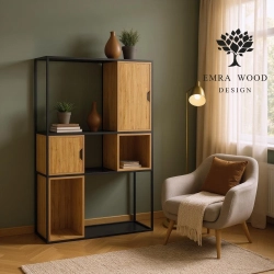 REGAŁ NA KSIĄŻKI METALOWE DREWNO LITE DĄB JESION OLCHA RNK-106