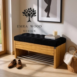 Ławka Szafka Pufa Pikowane Siedzisko Czarny LPS-3 Rozmiary od 50 cm do 200 cm