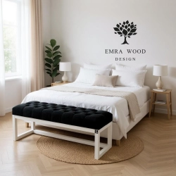 Ławeczka Pufa Pikowana Czarny Guzik Tapicerowany LPP-2 Rozmiary od 50 cm do 200 cm