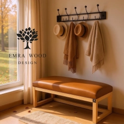 Ławka Pufa Tapicerowana Siedzisko Gładkie Ekoskóra Brązowa LPG-2 Rozmiary od 50 cm do 200 cm