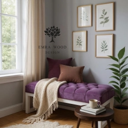 Ławeczka Pufa Pikowana Fioletowy Guzik Tapicerowany LPP-2 Rozmiary od 50 cm do 200 cm