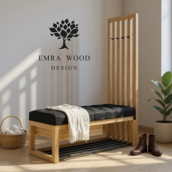 Ławka Szafka Pufa Pikowane Siedzisko Czarny Wieszak LPP-127 Rozmiary od 50 cm do 200 cm