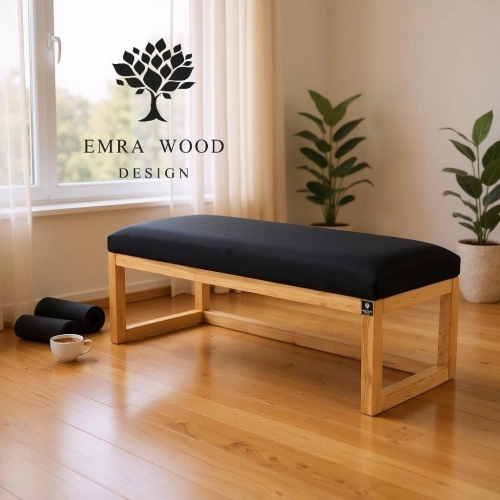 Ławka Pufa Tapicerowana Siedzisko Gładkie Czarny LPG-2 Rozmiary od 50 cm do 200 cm