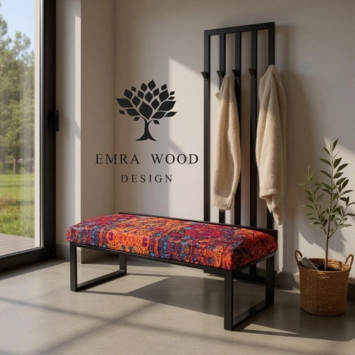 Ławka Metalowa Tapicerowana Lawa 01 z Wieszakiem LGM-183 Rozmiary od 50 cm do 200 cm