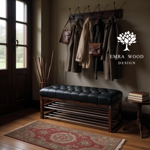 Ławeczka Pufa Pikowana Ekoskóra Czarny Guzik Tapicerowany LPP-5 Rozmiary od 50 cm do 200 cm