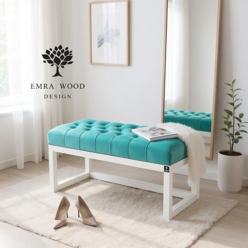 Ławeczka Pufa Pikowana Mięta Guzik Tapicerowany LPP-2 Rozmiary od 50 cm do 200 cm