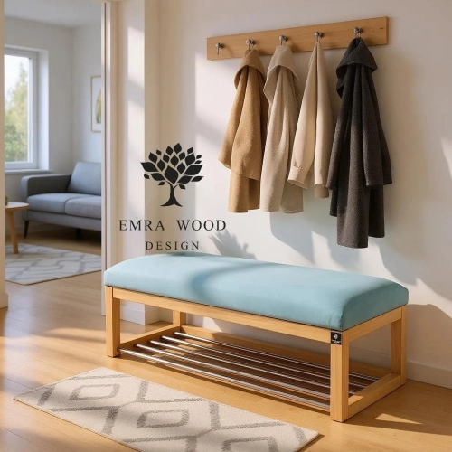 Ławka Pufa Tapicerowana Siedzisko Gładkie Jasny Błękit LPG-4 Rozmiary od 50 cm do 200 cm