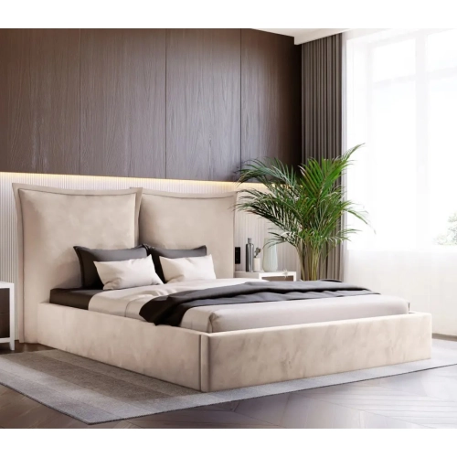 Łóżko tapicerowane z pojemnikiem Britta z poduchowym wezgłowiem Wezgłowia 110 cm