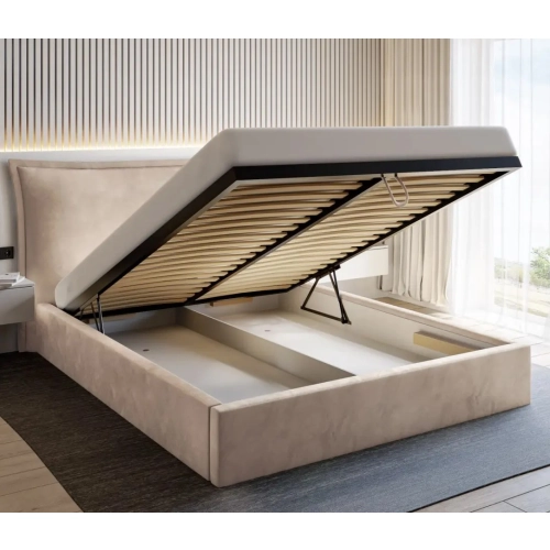 Łóżko tapicerowane z pojemnikiem Sofia z poduchowym wezgłowiem Wezgłowia 110 cm