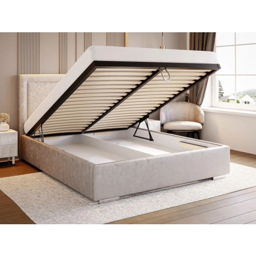Łóżko tapicerowane z pojemnikiem Silje Wezgłowia 110 cm