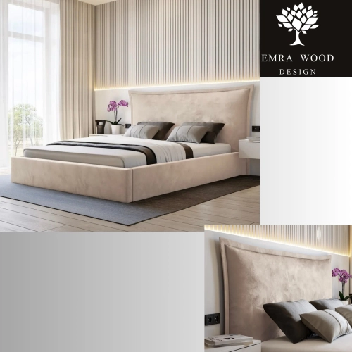 Łóżko tapicerowane z pojemnikiem Sofia z poduchowym wezgłowiem Wezgłowia 110 cm