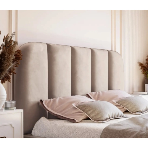 Łóżko tapicerowane z pojemnikiem Astrid z zaokrąglonym wezgłowiem Wezgłowia 110 cm
