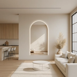 Lustro LUNARO LED półokrągłe nowoczesne dekoracyjne z podświetleniem
