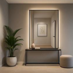 Lustro NIGHT GLOW – nowoczesne lustro LED z czarną ramą i podświetleniem do przedpokoju i salonu