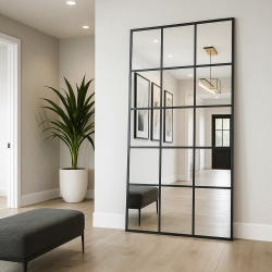 Lustro ICE LOFT – loftowe lustro ze szprosami 15-kwater | industrialne duże lustro do przedpokoju, salonu, garderoby