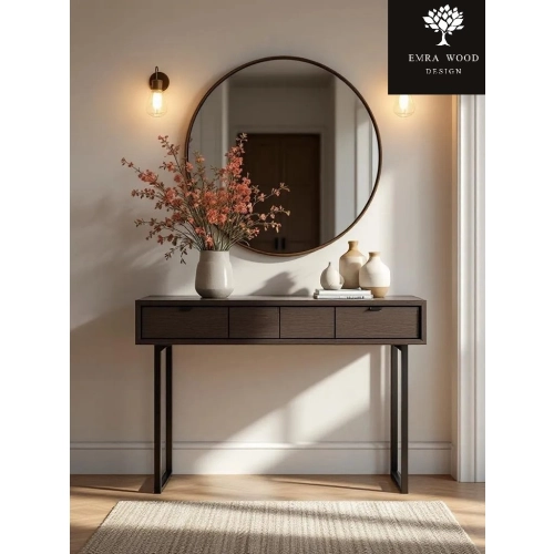 Lustro HALO BLACK – Okrągłe Lustro w Czarnej Ramie MDF SLIM do Salonu, Przedpokoju i Sypialni, Nowoczesne Lustro Dekoracyjne