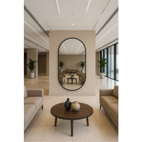 Lustro VELVET OVAL – Owalne Lustro w Matowej Czarnej Ramie MDF do Sypialni, Przedpokoju i Salonu