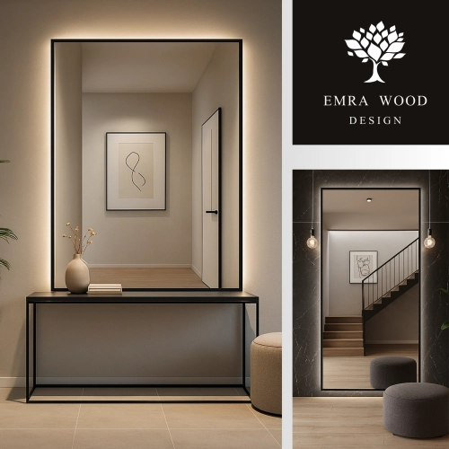 Prostokątne lustra LED w ramie