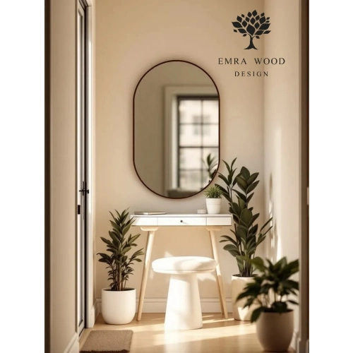 Lustro VELVET OVAL – Owalne Lustro w Matowej Czarnej Ramie MDF do Sypialni, Przedpokoju i Salonu