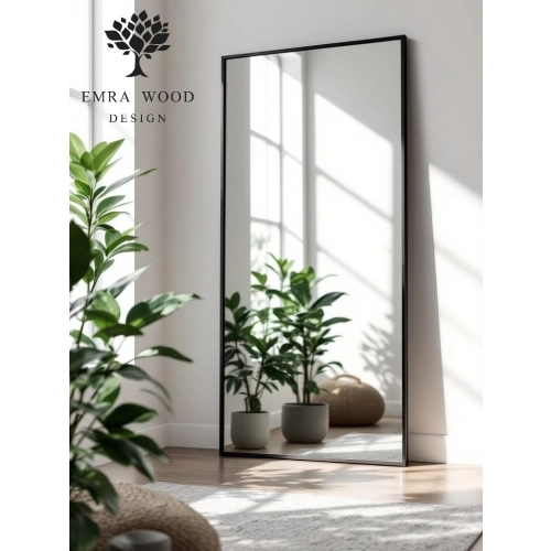 Lustro BLACK LOFT – duże dekoracyjne lustro prostokątne w czarnej ramie w stylu loftowym do sypialni, salonu i przedpokoju