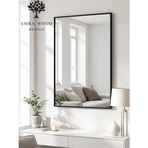 Lustro BLACK LOFT – duże dekoracyjne lustro prostokątne w czarnej ramie w stylu loftowym do sypialni, salonu i przedpokoju