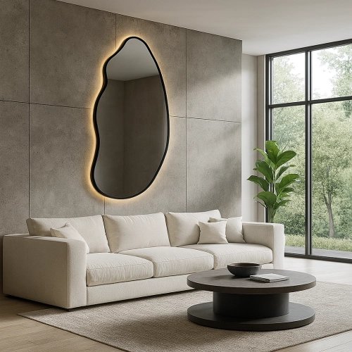 Lustro VOGUE LINE – lustro organiczne do garderoby, lustro do sypialni, stylowe lustro designerskie z podświetleniem LED