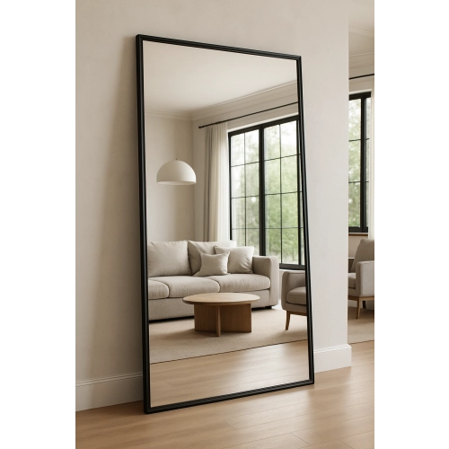 Lustro BLACK LOFT – duże dekoracyjne lustro prostokątne w czarnej ramie w stylu loftowym do sypialni, salonu i przedpokoju