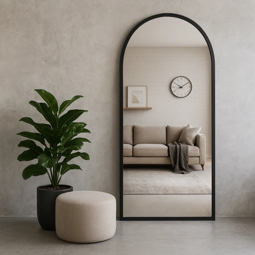 Lustro LUNARO półokrągłe dekoracyjne nowoczesne w ramie mdf do salonu holu łazienki