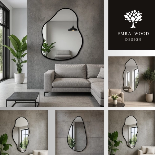 Lustra bez podświetlenia o nieregularnym kształcie w ramie