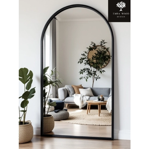 Lustro LUNARO półokrągłe dekoracyjne nowoczesne w ramie mdf do salonu holu łazienki