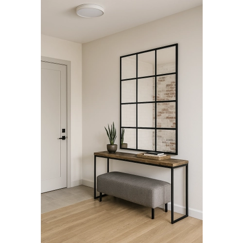 Lustro ICE LOFT – loftowe lustro ze szprosami 12-kwater | industrialne duże lustro do przedpokoju, salonu, garderoby