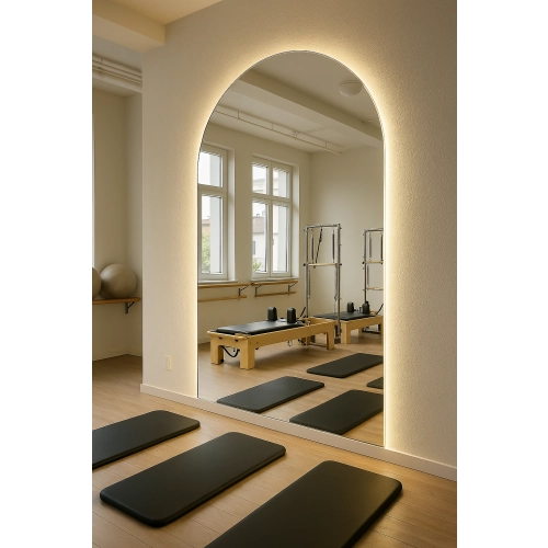 Lustro LUNARO LED półokrągłe nowoczesne dekoracyjne z podświetleniem