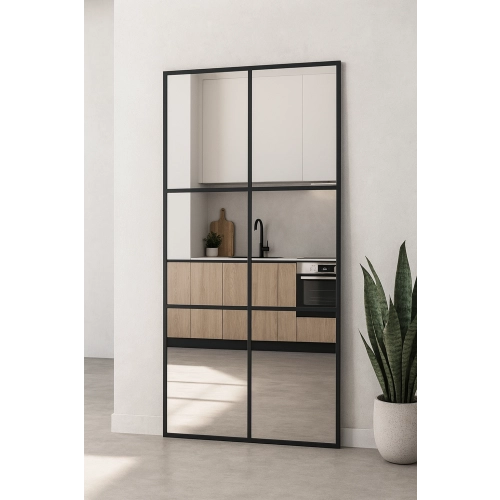 Lustro ICE LOFT – loftowe lustro ze szprosami 6-kwater | industrialne duże lustro do przedpokoju, salonu, garderoby