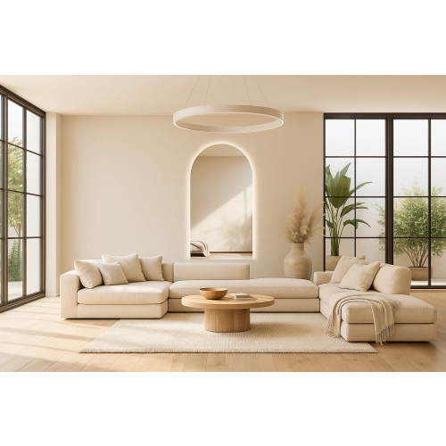 Lustro LUNARO LED półokrągłe nowoczesne dekoracyjne z podświetleniem