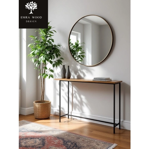 Lustro HALO BLACK – Okrągłe Lustro w Czarnej Ramie MDF SLIM do Salonu, Przedpokoju i Sypialni, Nowoczesne Lustro Dekoracyjne