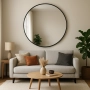 Lustro HALO BLACK – Okrągłe Lustro w Czarnej Ramie MDF SLIM do Salonu, Przedpokoju i Sypialni, Nowoczesne Lustro Dekoracyjne