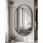 Lustro VELVET OVAL – Owalne Lustro w Matowej Czarnej Ramie MDF do Sypialni, Przedpokoju i Salonu