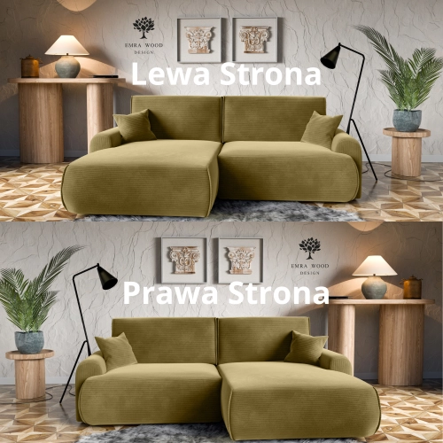 Narożnik z funkcją spania NABOO Tkanina Perla 65