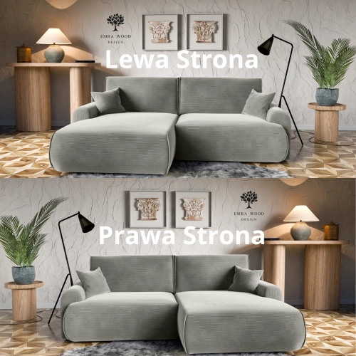 Narożnik z funkcją spania NABOO Tkanina Perla 30